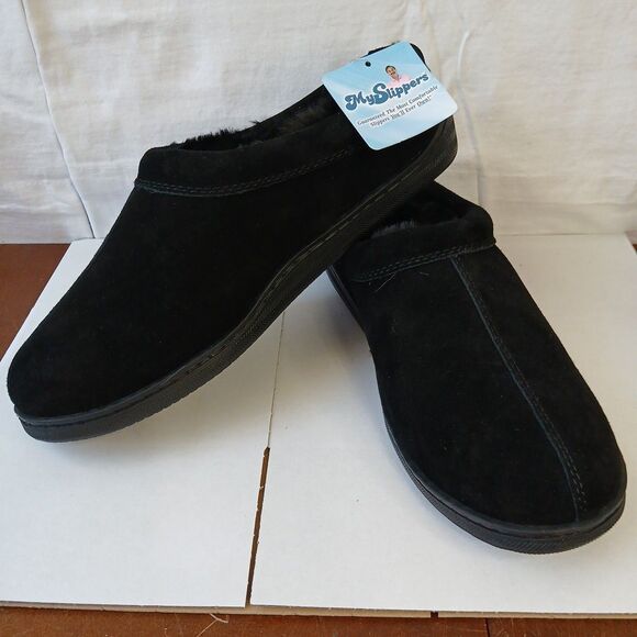 MySlippers Men's Woman's Slip-On  Moccasin Black sz 9 - Picture 1 of 6